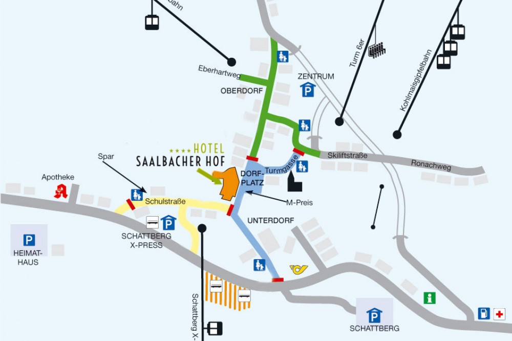 Map to Hotel Saalbacher Hof in Saalbach
