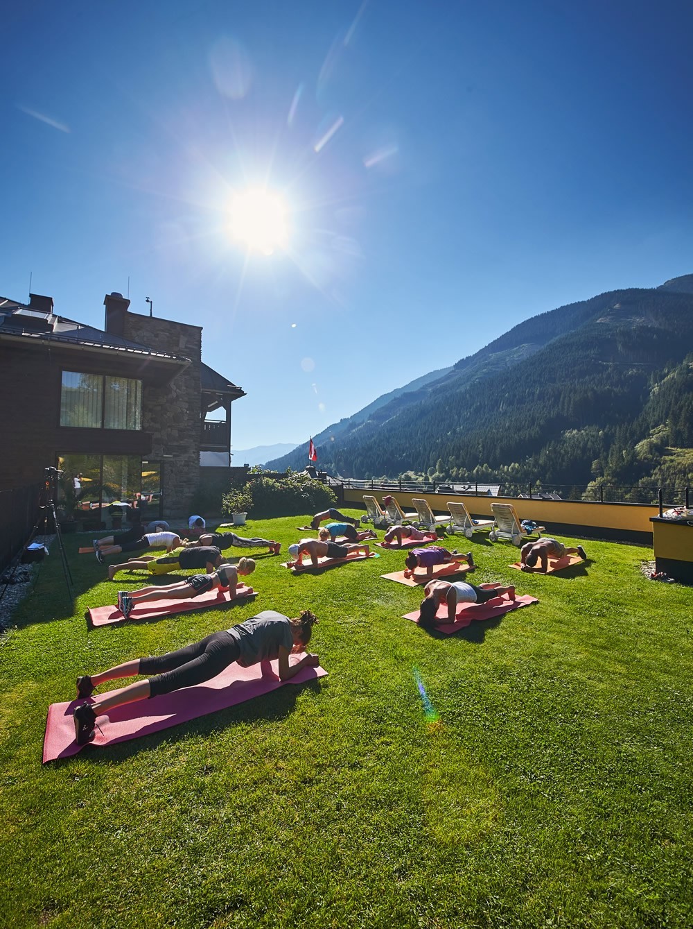 Yoga in the Rooftop Garden of the Hotel Saalbacher Hof width=