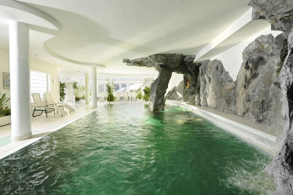Rocky indoor pool at the Hotel Saalbacher Hof